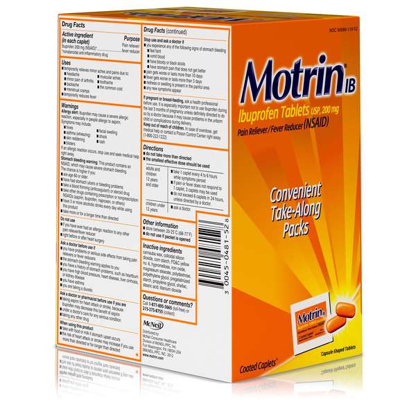 Motrin Motrin Ibuprofen Tablets 100 Caplets, PK12 3048152